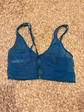 Target Teal Mesh Bralette with Double Ring Front